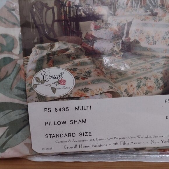 NOS Vintage Croscill Biltmore Floral Blouson Standard Pillow Sham 20 X 30 - Picture 4 of 5